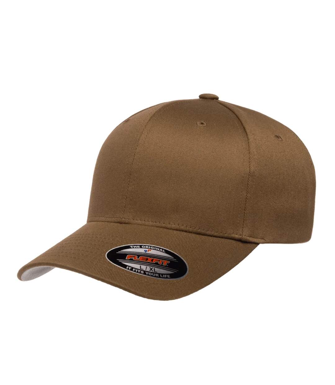 Childrens/kids Wooly Combed Baseball Cap Coyote Brown Flexfit-3