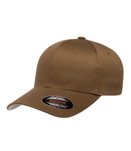 Childrens/kids Wooly Combed Baseball Cap Coyote Brown Flexfit