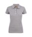 Womens/ladies Stretch Polo Shirt Grey Melange Printer-2