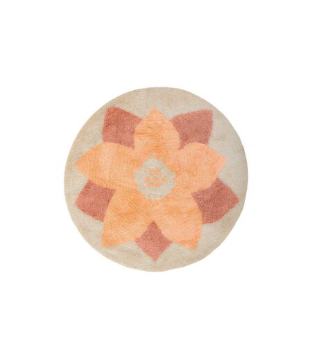 Tapis Enfant Rond Tufté Rosace 100cm Rose