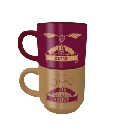 Harry Potter Catch & Keeper Stackable Mug Set (Pack of 2) (Burgundy/Gold) (One Size) - UTPM3811