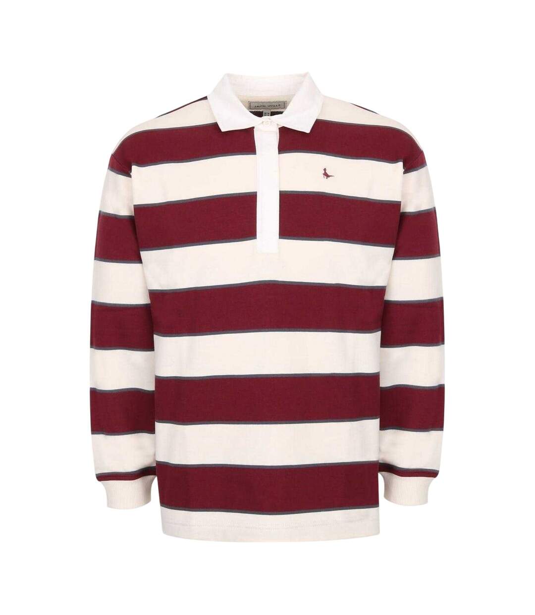 Womens/ladies Stripe Polo Shirt Burgundy Navy Jack Wills-1
