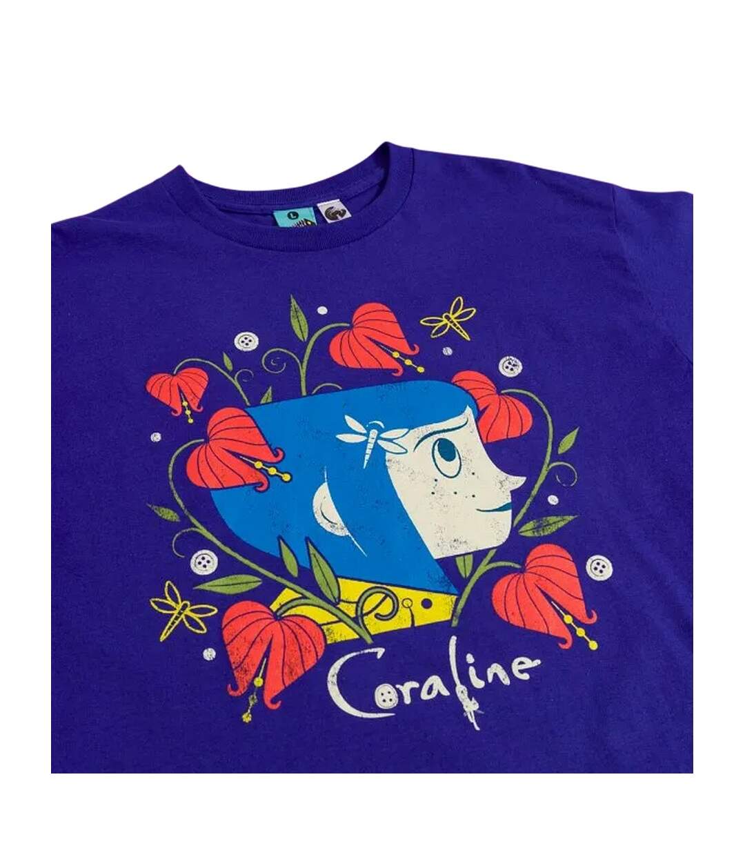 T-shirt Motif/style Jardin De Fleurs Adulte Bleu Cobalt Coraline-3