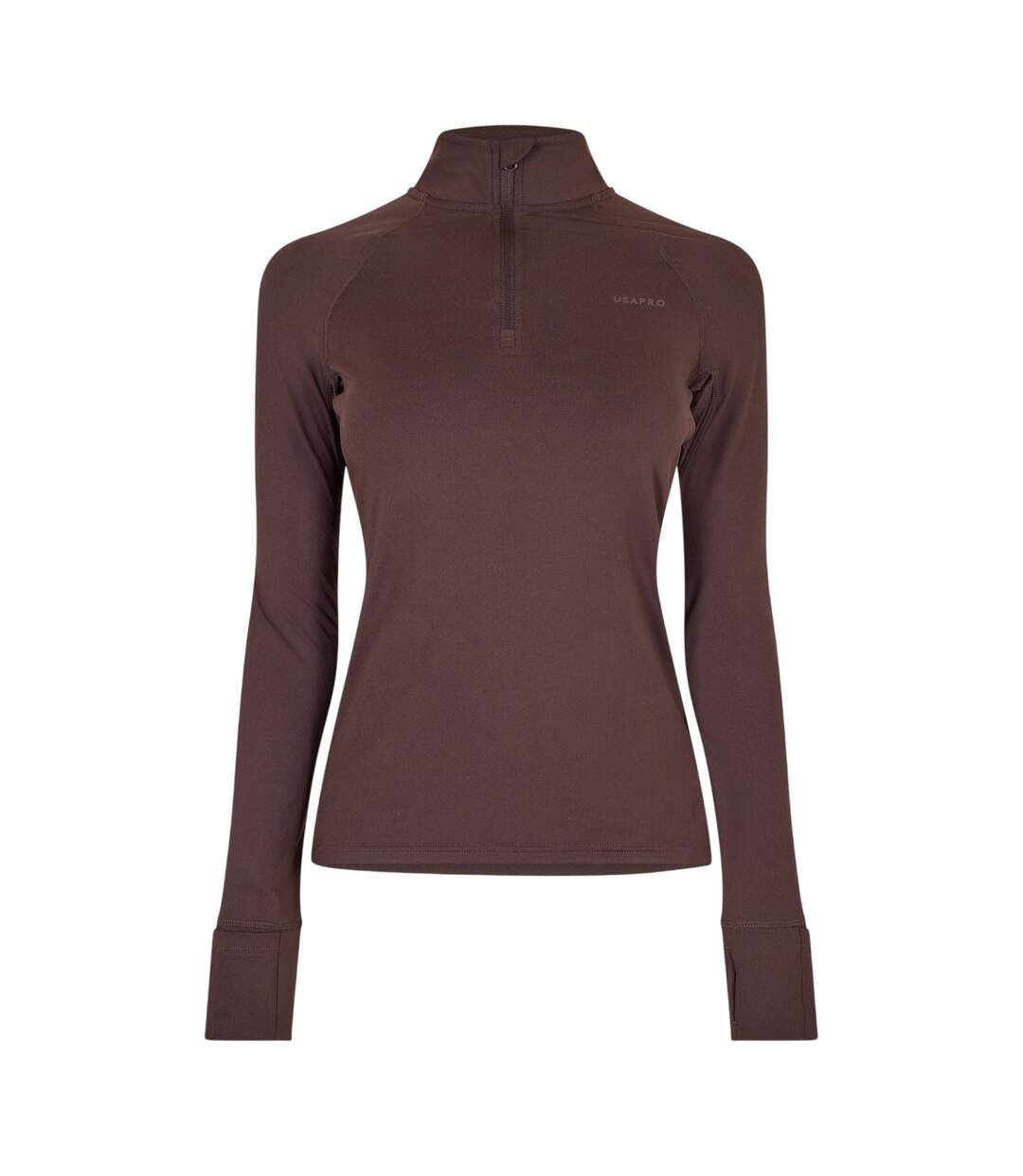 Womens/ladies Plain Long-sleeved Base Layer Top Espresso USA-2