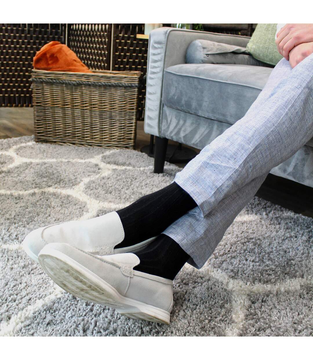 6 Pairs Mens Plain Coloured Cotton Rich Ribbed Dress Socks-3