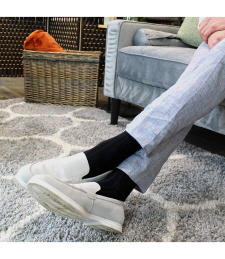 6 Pairs Mens Plain Coloured Cotton Rich Ribbed Dress Socks