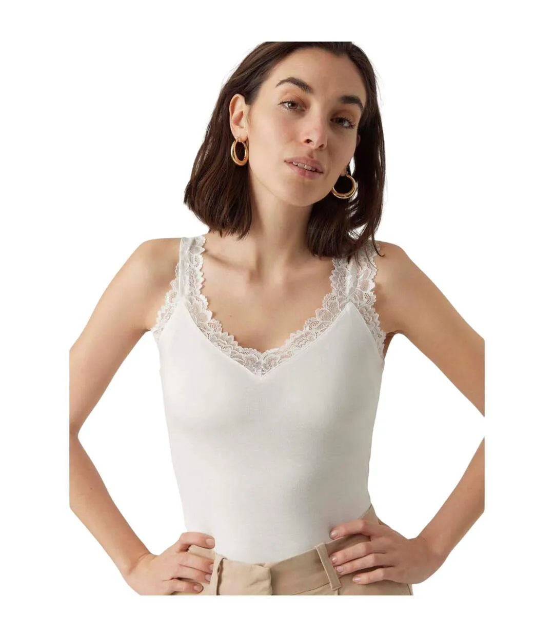 Womens/ladies Rosa Sleeveless Camisole Snow White Vero Moda-4