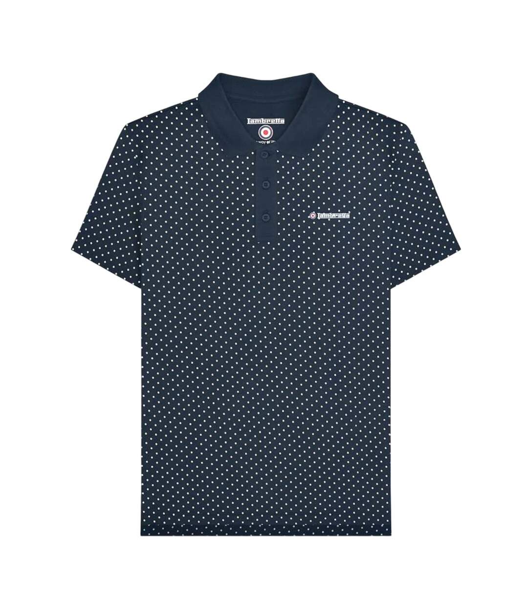 Polo Motif/style À Pois Homme Bleu Marine Lambretta-1