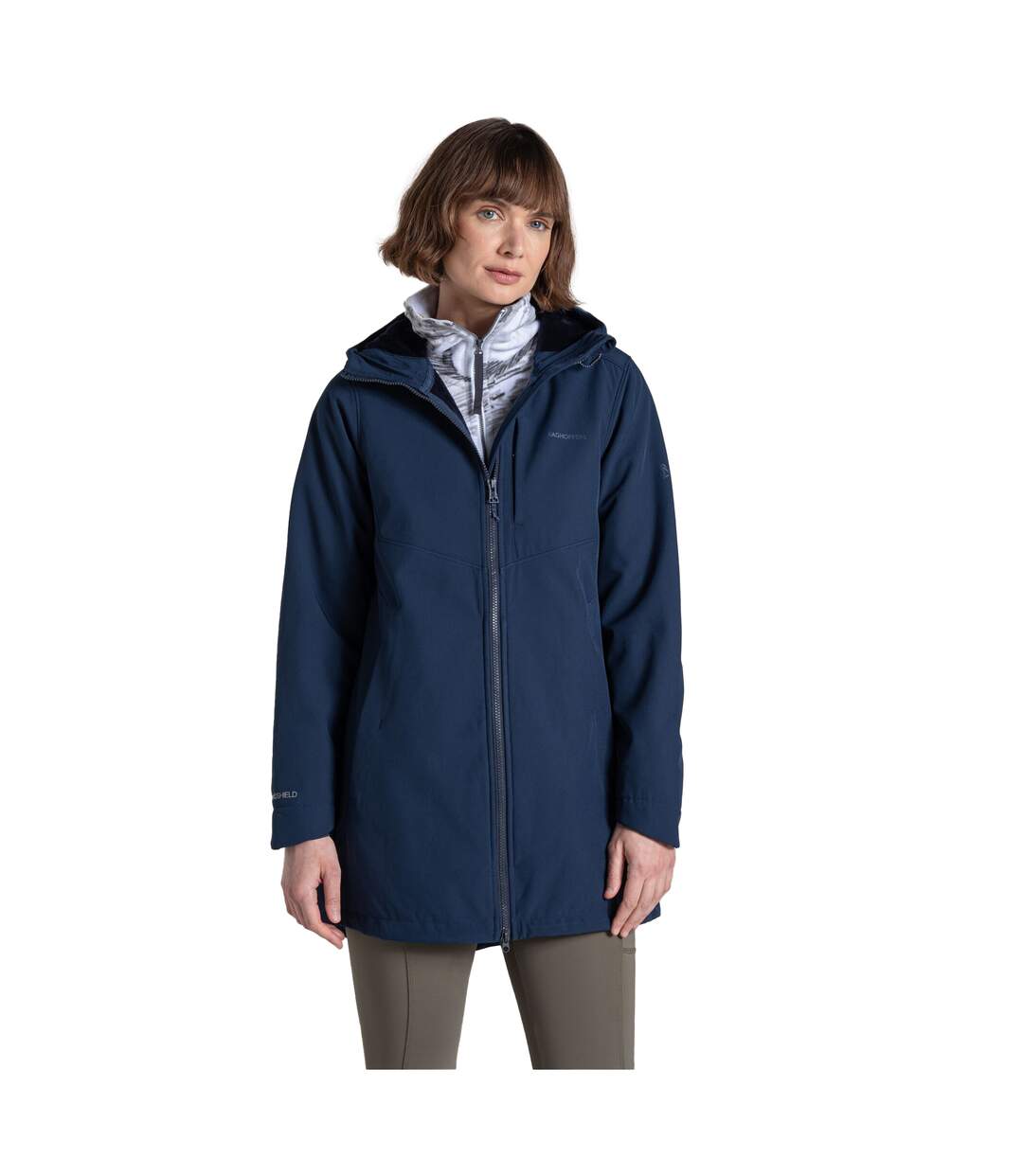 Veste Longue Unie À Capuche Hopegill Femme Bleu Marine Craghoppers-1