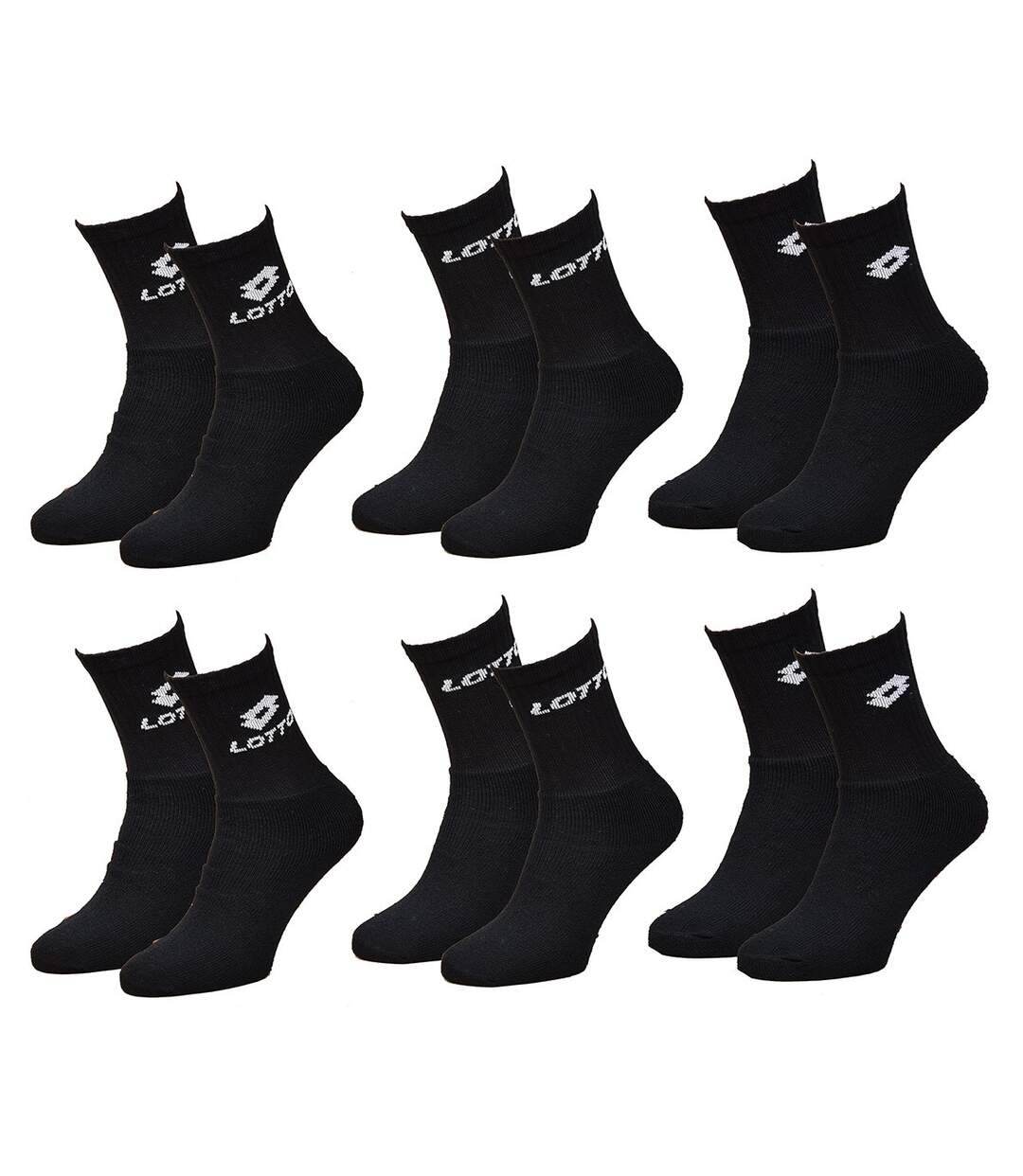 Chaussettes homme LOTTO TENNIS Pack de 6 Paires Tennis Noires-1