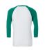 Canvas T-shirt De Baseball À Manches 3/4 Homme Blanc Vert Bella + Canvas-2