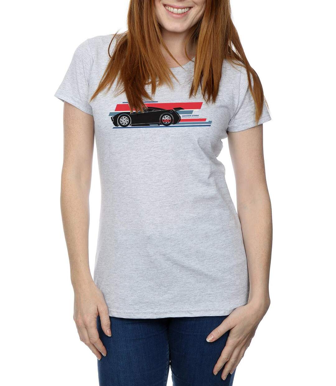 Disney - T-shirt CARS JACKSON STORM STRIPES - Femme (Gris chiné) - UTBI13635-3