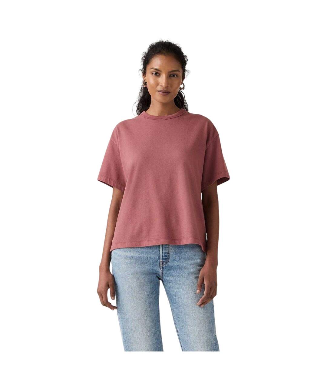 Womens/ladies Vintage Cotton T-shirt Berry Levis-4