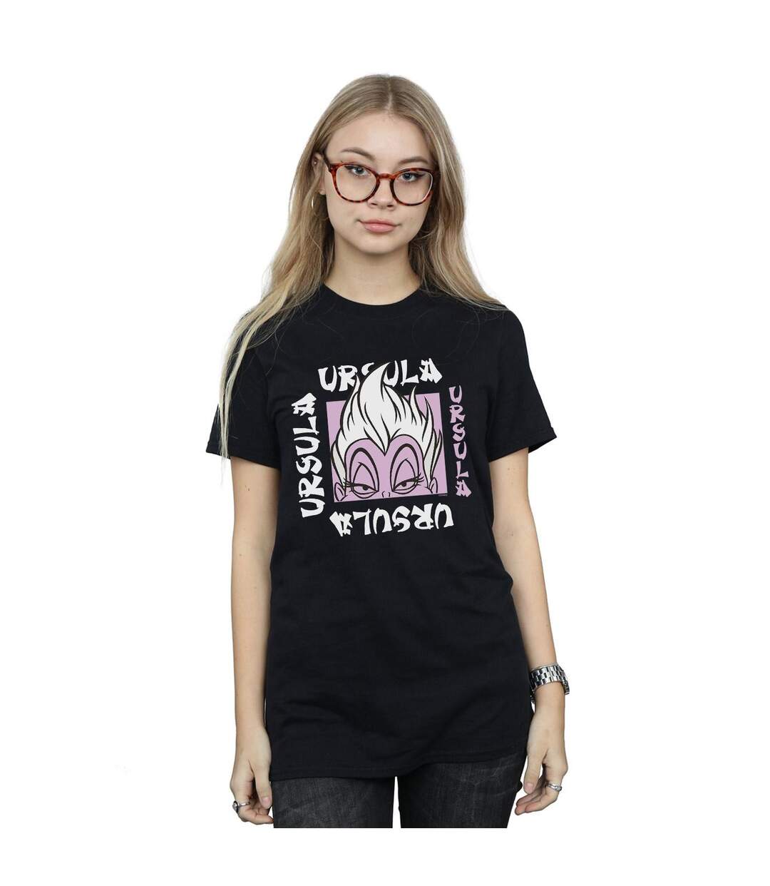 Disney Femmes/Ladies Ursula Take Out Cotton Boyfriend T-Shirt (Noir) - UTBI47940-2