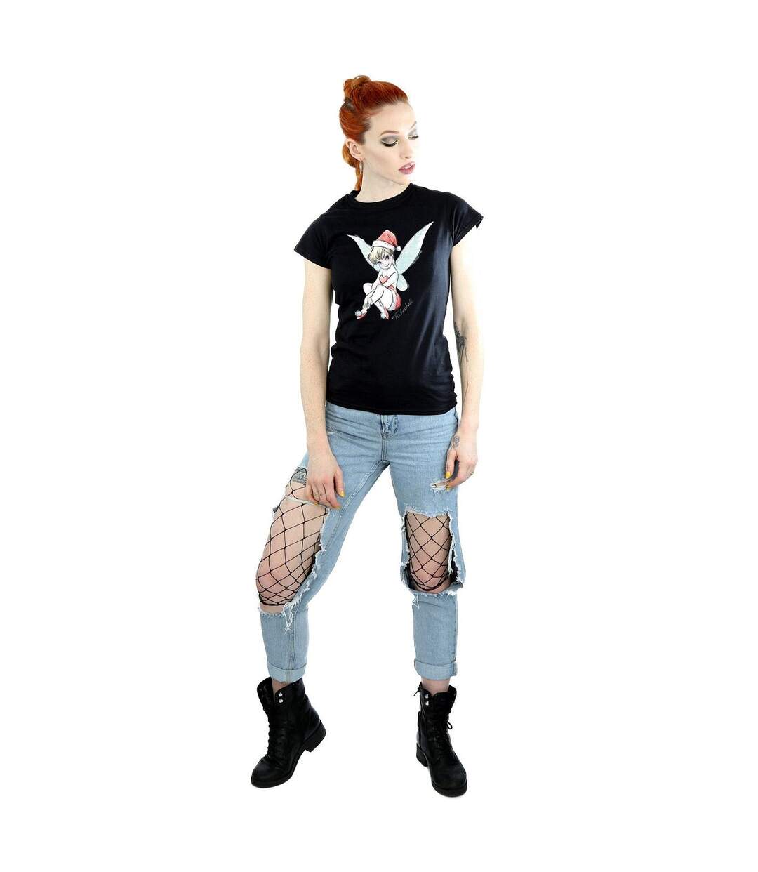 Disney T-shirt en coton Femme/Femme Fée Clochette de Noël (Noir) - UTBI43841-4