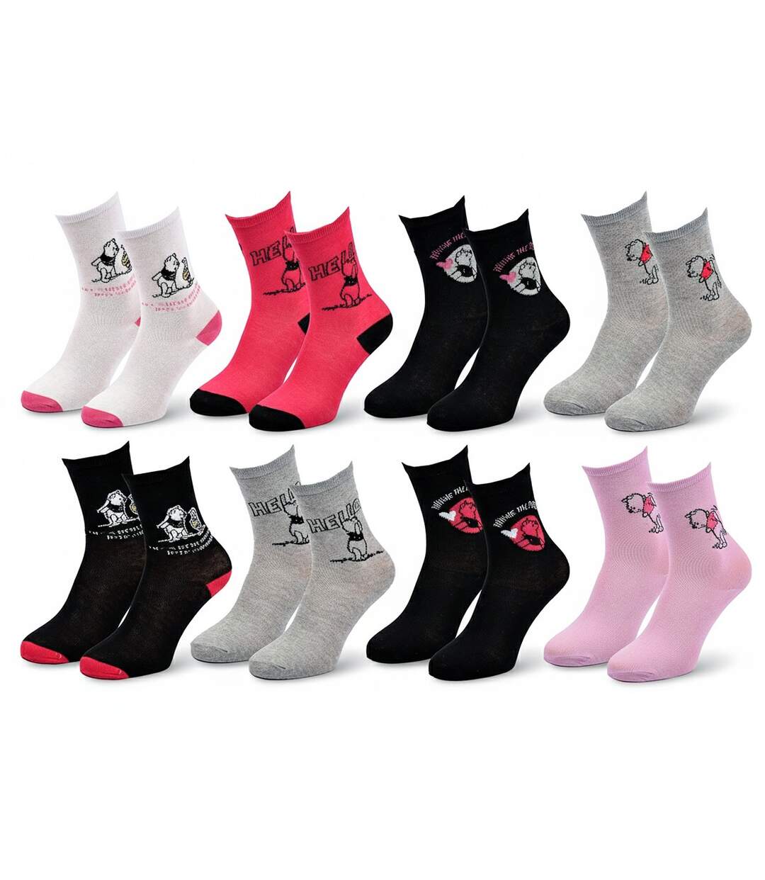 Disney – Chaussettes Femme Licence Winnie l’ourson Pack de 8 Paires-3