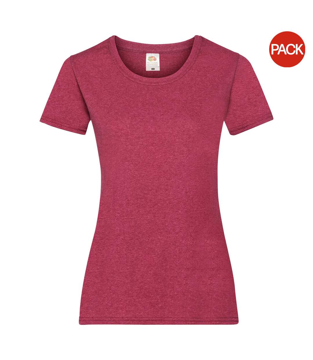 T-shirts Manches Courtes Femmes Rouge Chiné Fruit Of The Loom-1