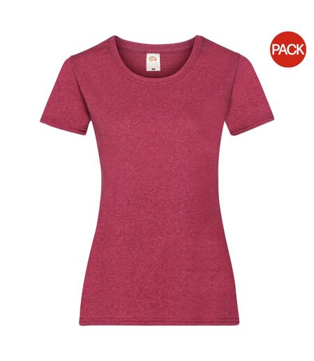 T-shirts Manches Courtes Femmes Rouge Chiné Fruit Of The Loom