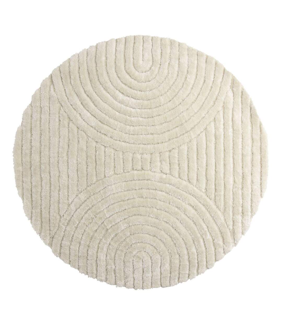 Tapis Déco Texturé Rond Niklas 200cm Blanc-1