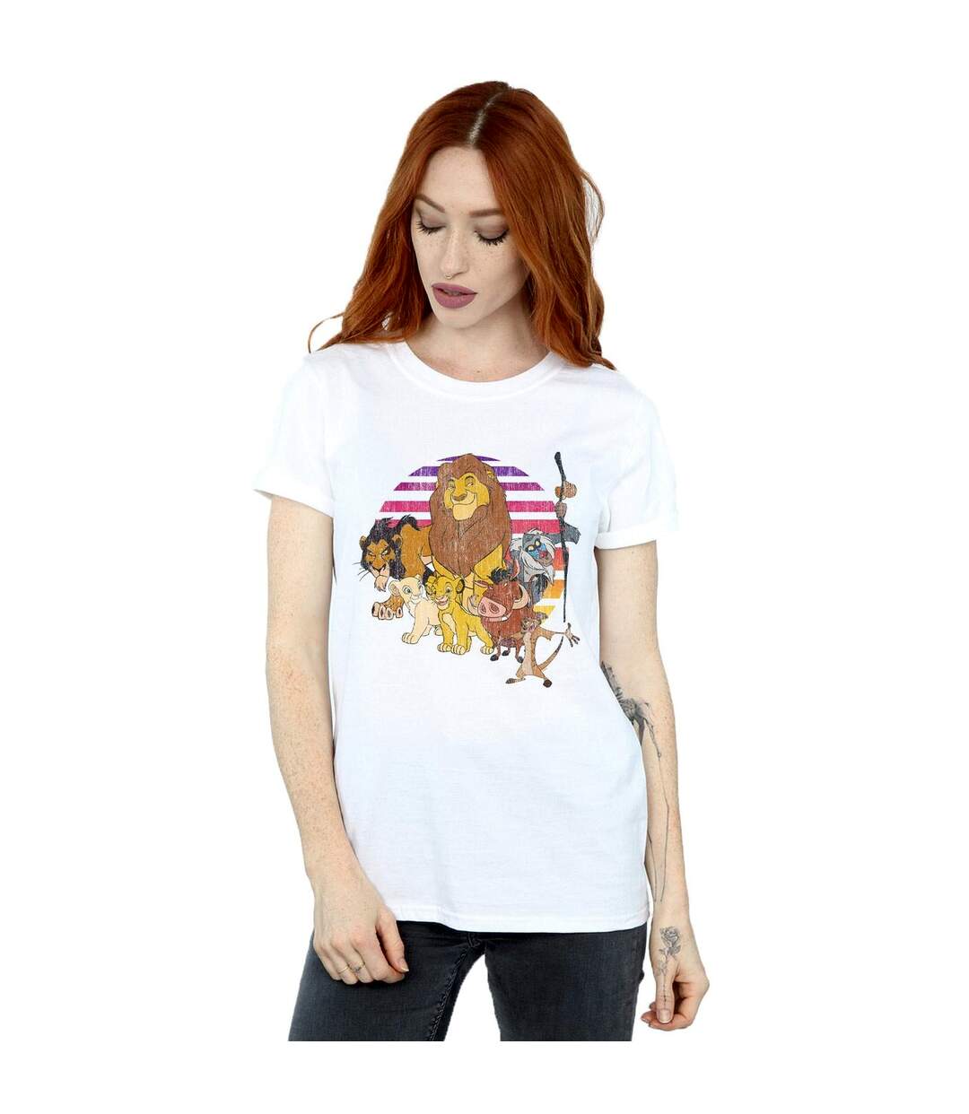 Disney Womens/Ladies The Lion King Pride Family Cotton Boyfriend T-Shirt (Blanc) - UTBI29121-2