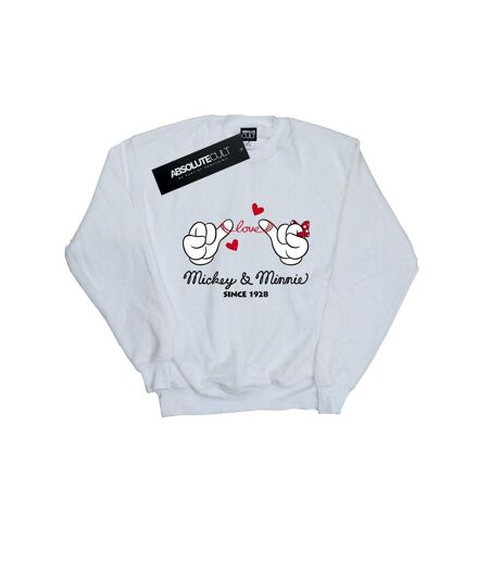 Disney Sweatshirt Womens/Ladies Mickey Mouse Love Hands (Blanc) - UTBI26850