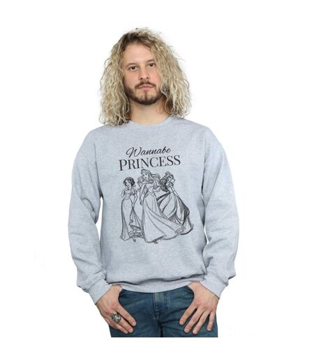 Disney Princess Mens Wannabe Princess Sweatshirt (Sports Grey)