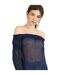 Haut À Épaules Dénudées Motif/style Froncé Femme Bleu Marine Influence-3