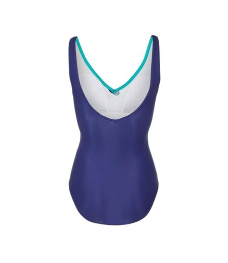 Womens/ladies Printed Wrap Front One Piece Swimsuit Blue Zoggs
