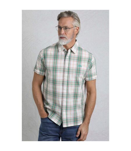 Mens Judd Checked Organic Cotton Short-sleeved Shirt Viridis Weird Fish