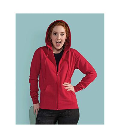 Ladies Full Zip Plain Hooded Sweatshirt Red SG