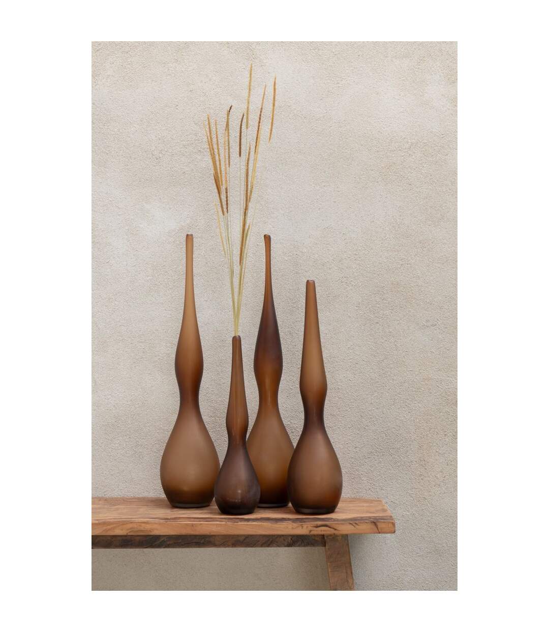 Lot de 3 Vases en Verre Yoko 64cm Marron-4