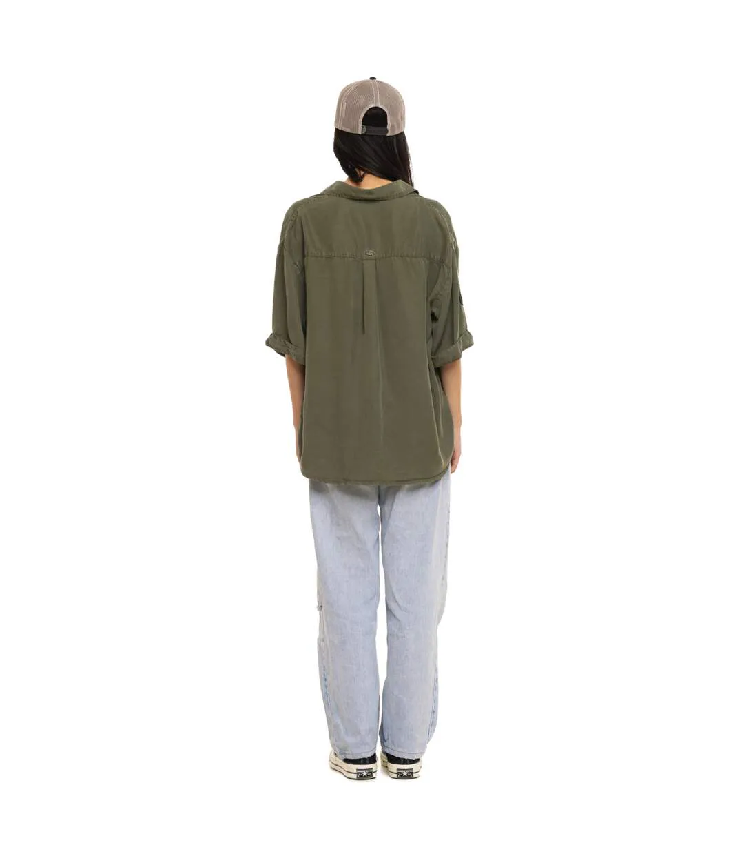 Chemise femme manches courtes fluide avec patchs et broderie Army Vondutch-5
