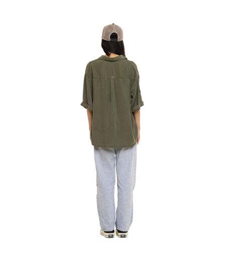 Chemise femme manches courtes fluide avec patchs et broderie Army Vondutch