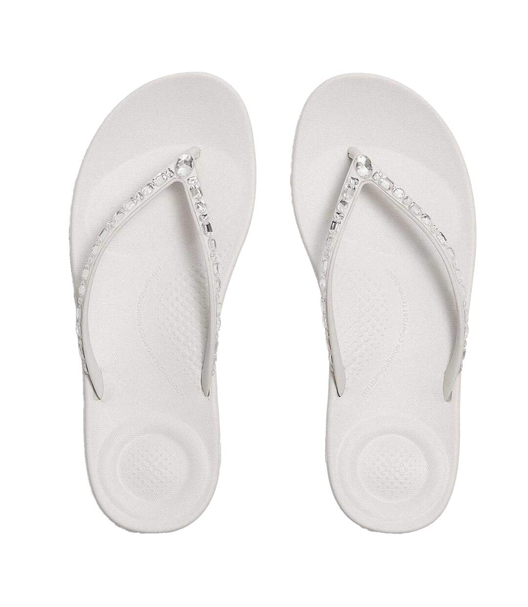 Womens/ladies Embellished Flat Flip Flops White Fit Flop-4