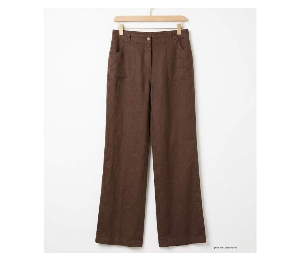 MAYFLOWER Basic Lin : Pantalon femme en lin fluide coloris Choco pour un été chic-2
