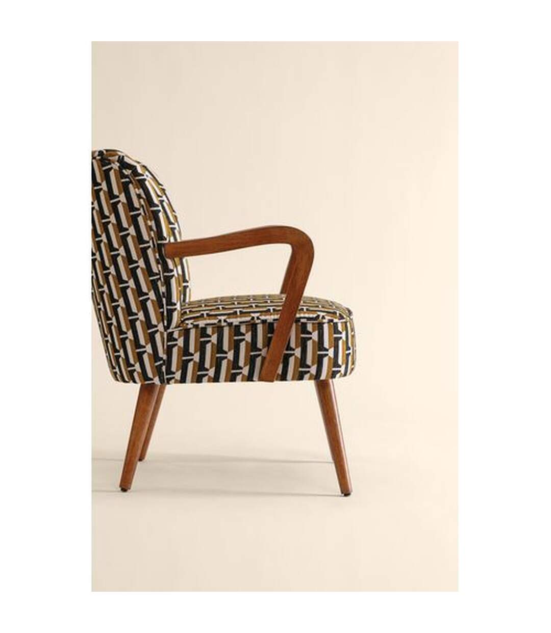 Fauteuil avec tissu jacquard CHIARA - Noir et beige-3