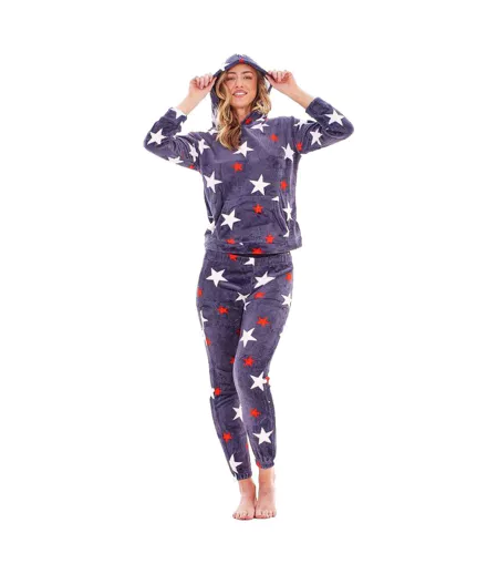 Ensemble De Pyjama Long Motif/style Étoile Femme Gris Blanc Rouge Keanu