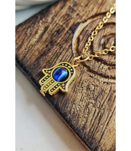 Hamsa Protection Evil Eye Fatima Hand Charm Drop Dangle Necklace and Earrings