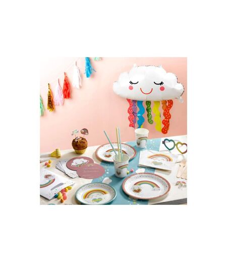 Lot de 20 Serviettes en Papier Nuage Rainbow 33x33cm Blanc