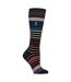 Ladies Ultra Lite Thin Thermal Winter Ski Socks with Stripes-1