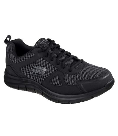 Mens track bucolo leather trainers black Skechers