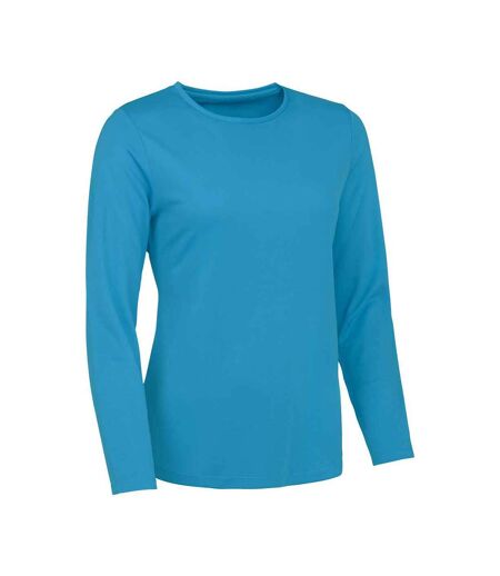T-shirt Manches Longues Motif/style Uni Femme Bleu Saphir Just Cool