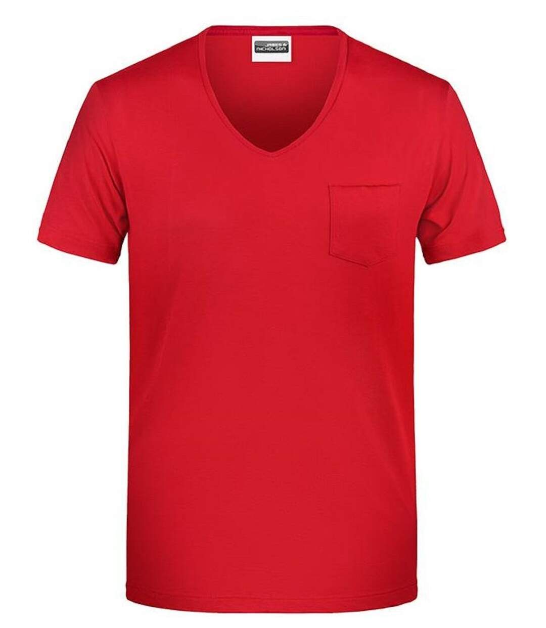 T-shirt BIO col V poche poitrine - Homme - 8004 - rouge