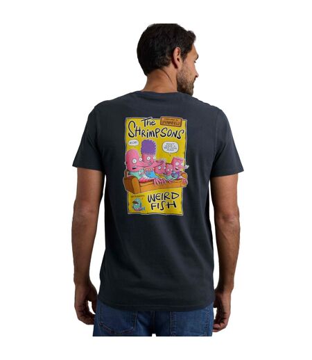 Mens shrimpsons back print t-shirt navy Weird Fish