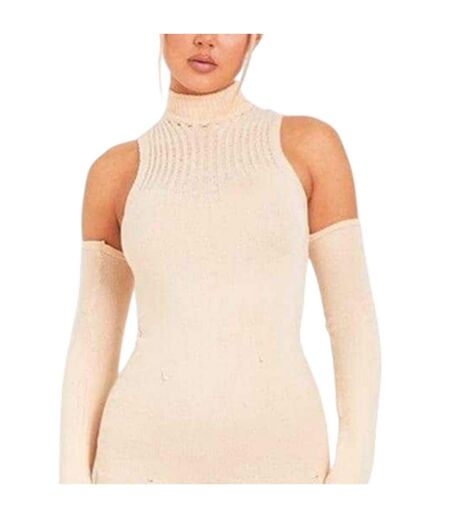 Robe Courte Motif/style Usé Femme Beige Gris Missy Empire