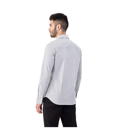Mens Striped Point Collar Regular Long-sleeved Shirt Medium Grey Boss