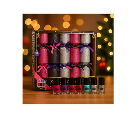 Coffret Cadeau de 6 Crackers de Noël Vernis à ongles