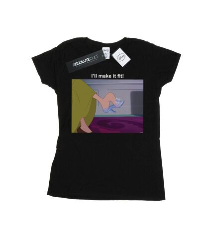 Disney Princess Womens/Ladies I´ll Make It Fit Cotton T-Shirt (Black)