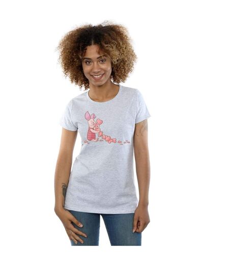 Disney T-shirt en coton Winnie The Pooh Piglet Chain Of Hearts - Femmes/Dames (Gris sportif) - UTBI44852