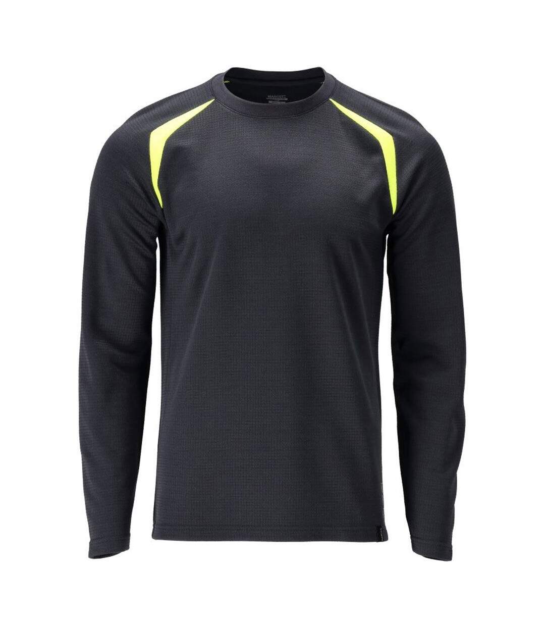 T-shirt Manches Longues Accelerate Multisafe Homme Bleu Marine Foncé Jaune Fluo Mascot-1